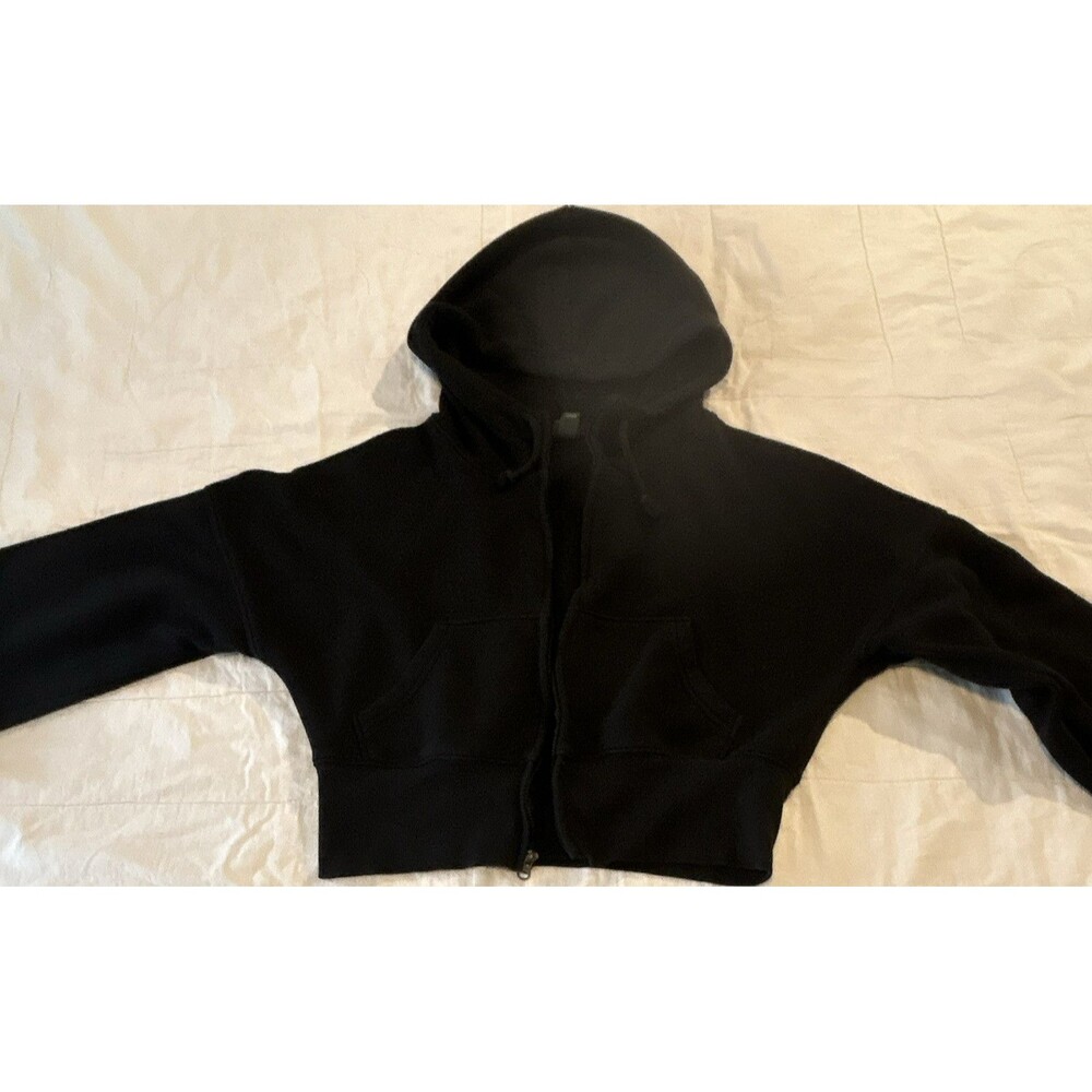 Wild Fable Teen Girl Black Full-Zip Fleece Hooded Hoodie, Cotton Blend, Size M